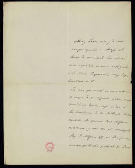 Carta de Juan Fastenrath al secretario [Manuel Tamayo y Baus] con la que remite sus obras Los doc...