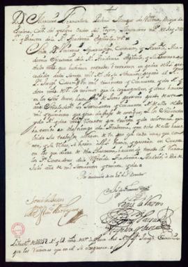 Orden del marqués de Villena del libramiento a favor de José Casani de 10352 reales y 12 maravedí...