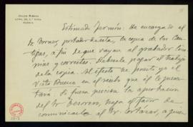 Carta de Julián Ribera a Fermín en la que le comunica que le ha encargado a su portador la copia ...