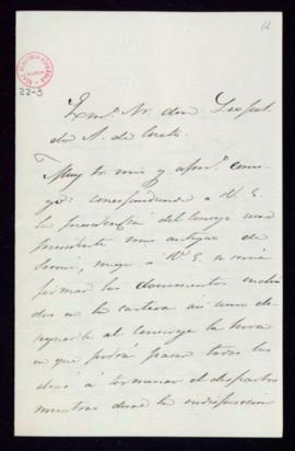 Carta de Julián Saiz Cortés a Leopoldo A[ugusto] de Cueto en la que le expone varios asuntos en r...