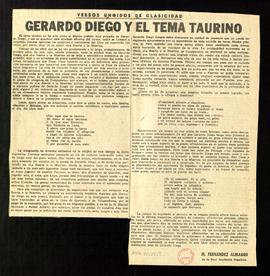Versos ungidos de clasicidad. Gerardo Diego y el tema taurino
