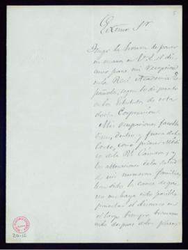 Carta del marqués de San Gregorio [Tomás Corral y Oña] al director [el conde de Cheste] con la qu...