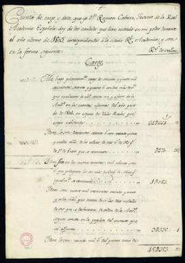 Cuenta de cargo y data dada por Ramón Cabrera de los caudales que han entrado en su poder en 1805