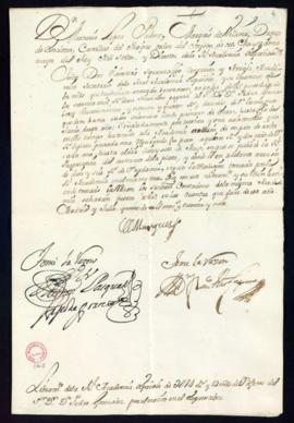 Orden del marqués de Villena del libramiento a favor de Pedro González de 174 reales y 12 maraved...
