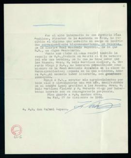 Carta de Alberto Saavedra Nogales a Rafael Lapesa en la que le dice que Porfirio Díaz Machicao le...