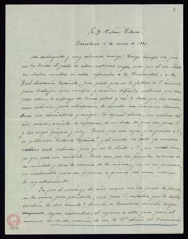 Carta de Ramón D. Perés a Julián Ribera en la que expresa su sorpresa y pesar porque su nombre ha...