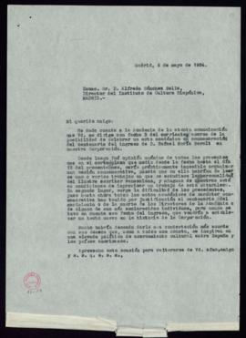 Copia de la carta de José Domingo Leonardi, rector de la Universidad de Zulia, a Alfredo Sánchez ...