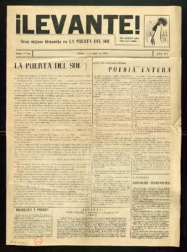 Ejemplar de ¡Levante! gran órgano hispanidad en la Puerta del Sol, de marzo de 1949