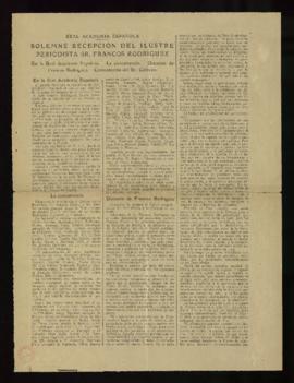 Páginas 11 y 12 del diario ABC de 18 de noviembre de 1924, con la crónica de la recepción pública...