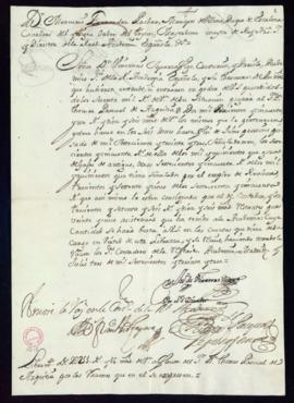 Orden del marqués de Villena de libramiento a favor de Tomás Pascual de Azpeitia de 5627 reales y...