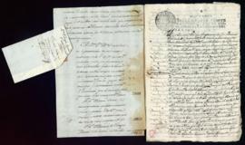 Certificación de Alfonso Palomeque, escribano de S. M., de las cláusulas del testamento de Franci...