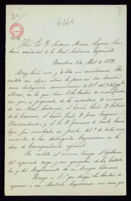 Carta de Antonio Bergues de las Casas a Antonio María Segovia, secretario accidental, en la que a...