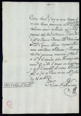 Recibo de 210 reales de vellón de Juan de Peñuelas, administrador de unas casas que pertenecen a ...