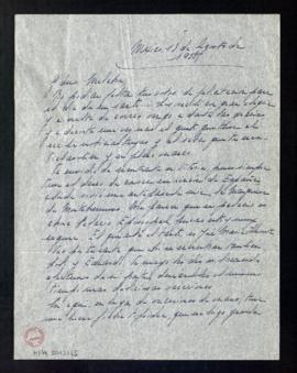 Carta de Blanca a Melchor Fernández Almagro en la que le agradece la felicitación por su santo y ...