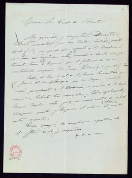 Minuta de la carta [del secretario, Mariano Catalina] al director, el conde de Cheste, en la que ...