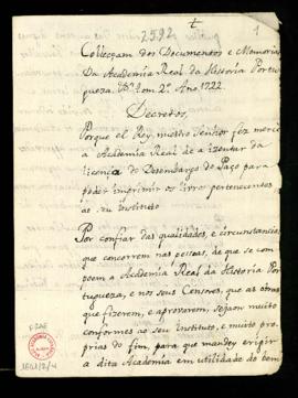 Copia de los Reales Decretos que regulan el privilegio de impresión de la Academia Real da Histor...