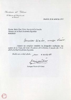Carta de Enrique Pastor de Gama al director de la Real Academia Española, Víctor García de la Concha