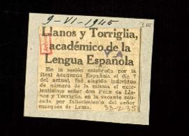 Llanos y Torriglia, académico de la Lengua Española