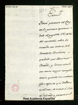 Carta del conde de Floridablanca al marqués de Santa Cruz en la que le asegura que pondrá en cono...