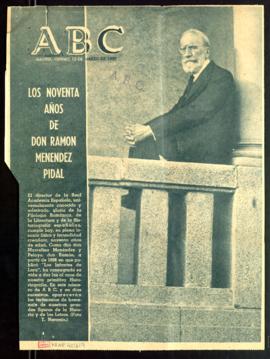 Recorte del diario ABC con la portada Los noventa años de don Ramón Menéndez Pidal