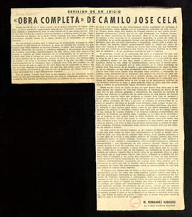 Revisión de un juicio. Obra completa de Camilo José Cela