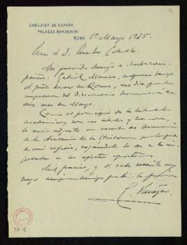 Carta del conde de la Viñaza [Cipriano Muñoz y Manzano] a Emilio Cotarelo con la que le remite un...