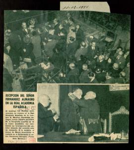 Recorte del diario ABC con dos fotografías del acto de recepción de Melchor Fernández Almagro en ...