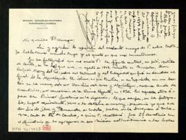 Carta de Manuel González-Hontoria a Melchor Fernández Almagro en la que le agradece el envío de l...