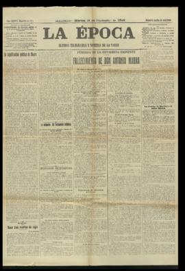 Ejemplar del diario La Época de 15 de diciembre de 1925, con la noticia del fallecimiento de Anto...