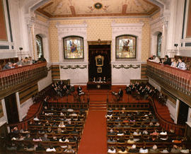 Vista panorámica del Salón de Actos de la Academia durante el discurso de Guillermo Rojo