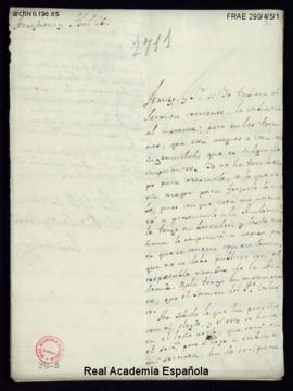 Carta de José de Rada a Francisco Antonio Angulo en la que le expresa las dudas que tiene sobre l...