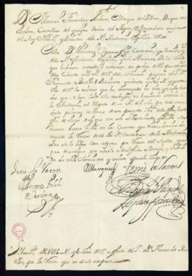 Orden del marqués de Villena de libramiento a favor de Fernando de Bustillo de 286 reales y 4 mar...