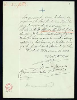 Propuesta firmada por Antonio María Fabié, Francisco Fernández y González y Gaspar Núñez de Arce ...