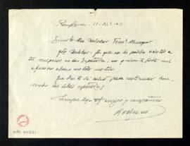 Carta del conde de Rodezno a Melchor Fernández Almagro en la que le felicita por su recepción en ...