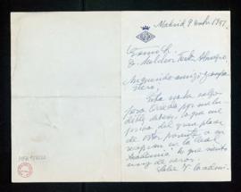 Carta del marqués de Aledo a Melchor Fernández Almagro en la que le dice que sale para Oviedo y n...