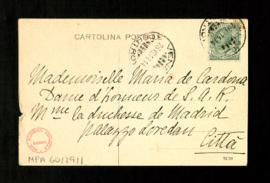 Postal de Lilly R. a María de Cardona, dama de honor de la duquesa de Madrid