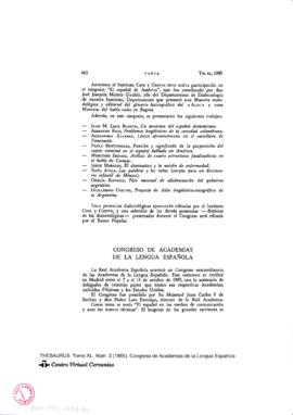 Noticia del Congreso extraordinario de las Academias de la Lengua Española sobre el lenguaje en l...
