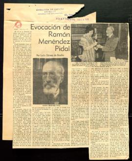 Recorte del diario El Telégrafo con el artículo Evocación de Ramón Menéndez Pidal, por Lucía Góme...