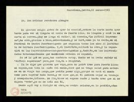 Carta de Ana-Inés Bonnin Armstrong a Melchor Fernández Almagro en la que le anuncia que su obra L...