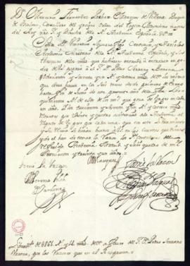 Orden del marqués de Villena de libramiento a favor de Pedro Serrano Varona de 861 reales y 14 ma...