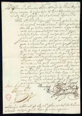 Orden del marqués de Villena de libramiento a favor de Juan Interián de Ayala de 331 reales y 10 ...