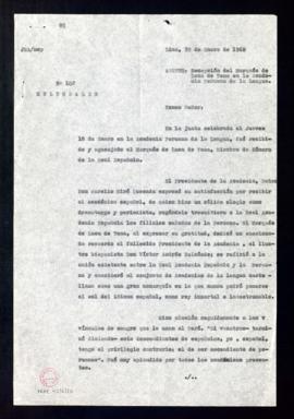 Copia del oficio de Ignacio de Casso, encargado de negocios, al ministro de Asuntos Exteriores [F...