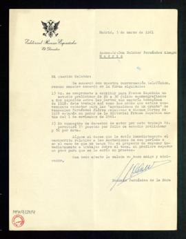 Carta de Gonzalo Fernández de la Mora, director de Prensa Española, a Melchor Fernández Almagro e...