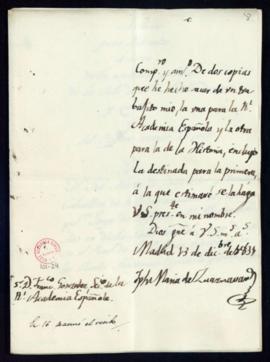 Carta de José María de Zuaznávar a Francisco Antonio González con la que remite un trabajo suyo