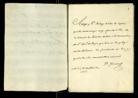 Carta de Bernardo de Iriarte [a Francisco Antonio de Angulo] con la que le envía la Crítica de la...