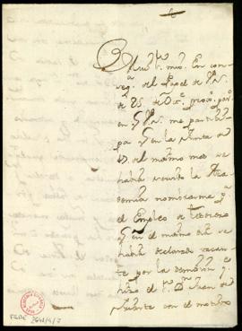 Carta del marqués de la Regalía a Francisco Antonio de Angulo en la que acusa recibo de su nombra...