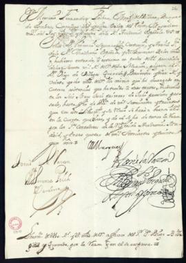 Orden del marqués de Villena de libramiento a favor de Diego Villegas y Quevedo de 210 reales y 2...