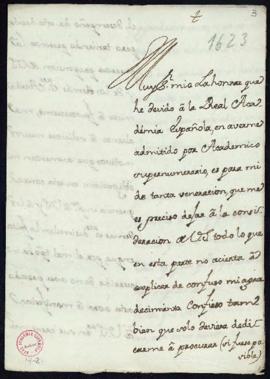 Carta de Casimiro de Ustáriz a Vicencio Squarzafigo de agradecimiento por haber sido admitido com...
