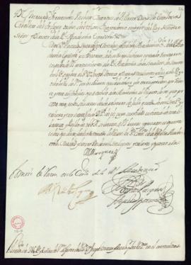 Orden del marqués de Villena de libramiento a favor de José Torrero y Marzo de 316 reales y 8 mar...