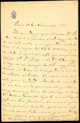 Carta de Juan Valera a Pedro [Antonio de Alarcón] en la que comparte detalles de su próximo enlac...